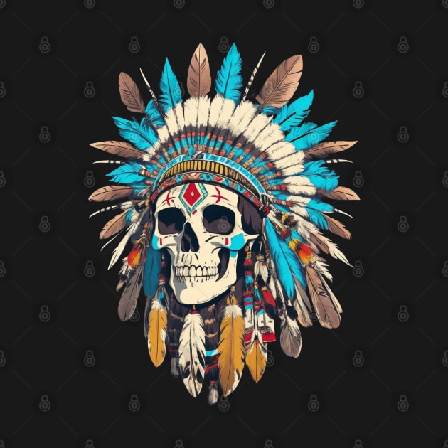 Native American Chief Skull by PlayfulPrints