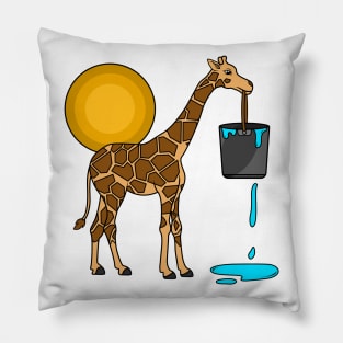 Giraffe with Bucket of Water Pillow