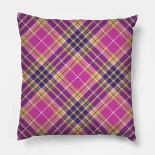 Pink, Gold and Blue Tartan Pattern Rotated Pillow