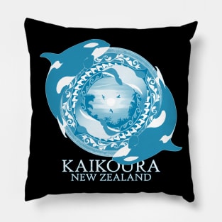 Orca and hector's dolphin Kaikoura New Zealand Pillow