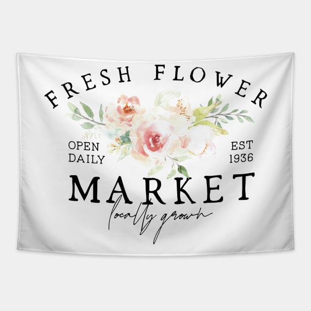 Fresh Flowers Market	Cottagecore Tapestry by uncommontee