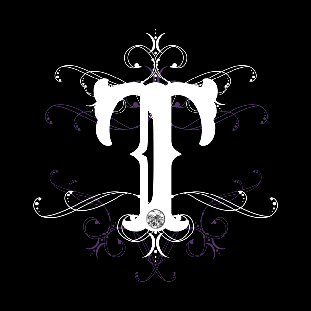 Monogram T Letter T Gothic Style Goth Ornament by xsylx