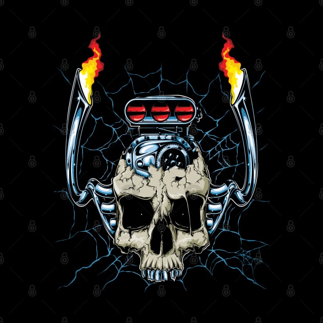 skull with car engine and nitro by MuftiArt