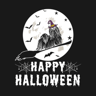 Shih Tzu Dog Witch Happy Halloween Funny T-Shirt