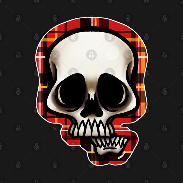 Red Plaid Skull by Jan Grackle