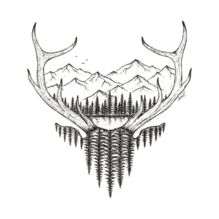 Mountain Stag Black and White T-Shirt