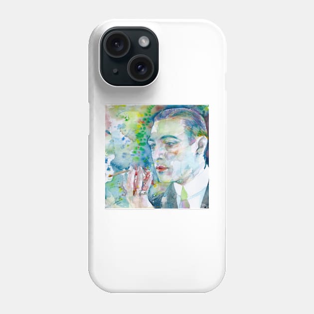 RUDOLPH VALENTINO watercolor portrait Phone Case by lautir