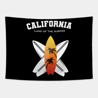 California Land of the Surfer Lifestyle Tapestry