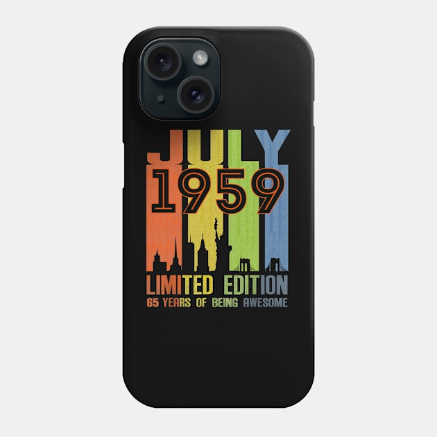July 1959 65 Years Of Being Awesome Limited Edition Phone Case by Red and Black Floral