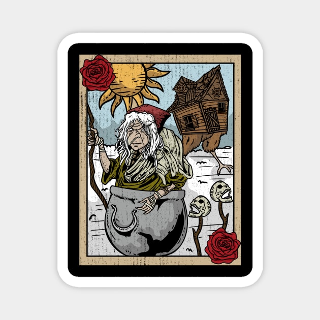 Baba Yaga - Witch Witchcraft Spells Tarot Card Magnet by biNutz