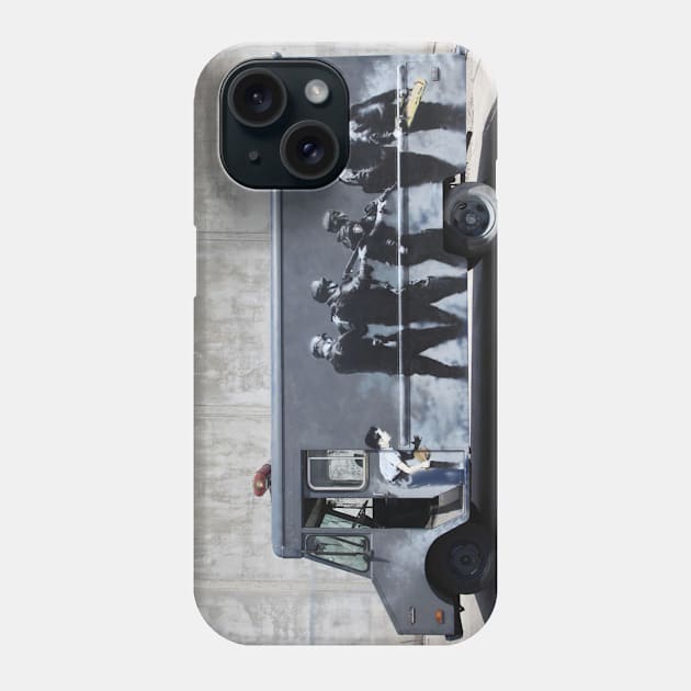 Banksy Swat Team Surprise Boy Phone Case by foozler