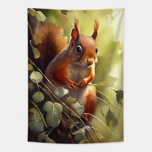 Adorable Watercolor Squirrel - Perfect Wall Art for Nature Lovers Tapestry