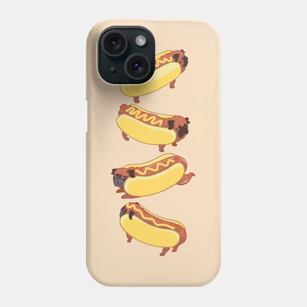 PUGS HOTDOG Phone Case by huebucket