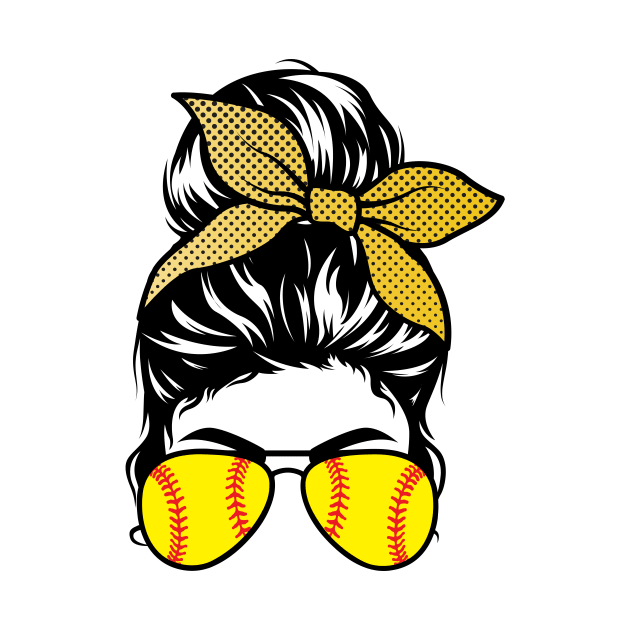 Softball Bun & Glasses - Light Apparel by Proud Parent