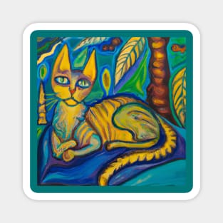 Relaxing Cat in the style of Paul Gauguin Magnet