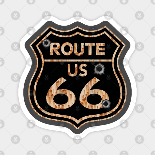 Vintage Route 66 Sign Magnet by CreativePhil