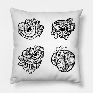 Cool Eyes In Doodle Art Style Pillow