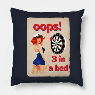 oops 3 in a bed vintage pinup girl darts Pillow