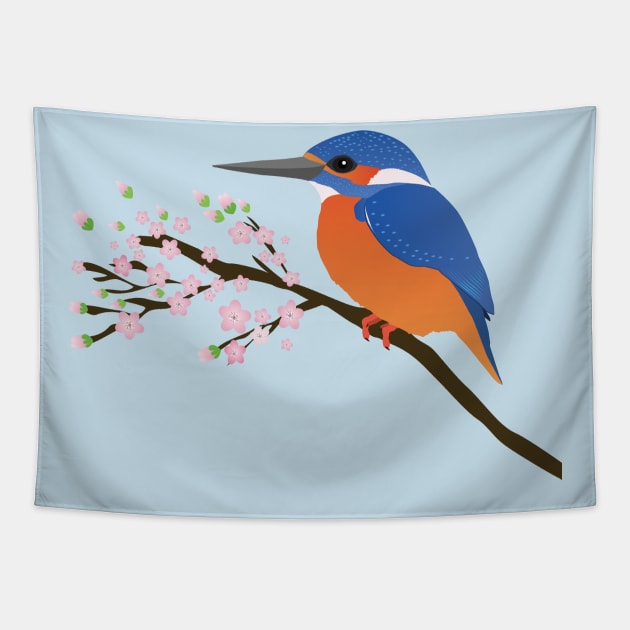 The kingfisher digital drawing Tapestry by Bwiselizzy