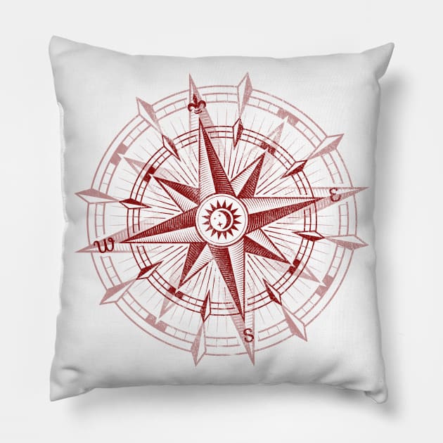 Bordeaux Compass Rose Pillow by Victor Ribeiro