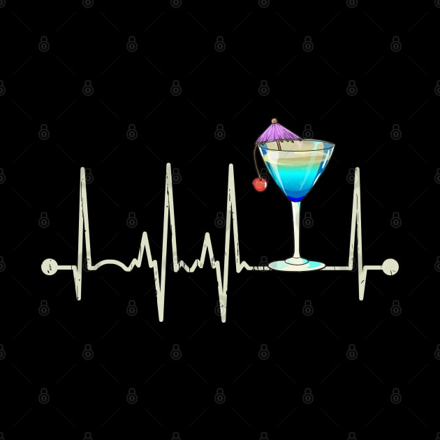 Funny Cocktail Martini Glass Heartbeat Happy Cocktail Hour by Proficient Tees