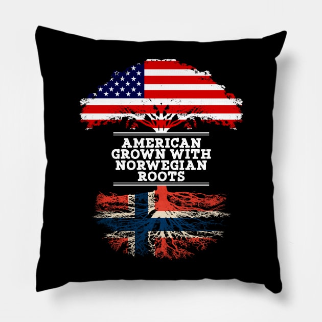 American Grown With Norwegian Roots - Gift for Norwegian From Norway Pillow by Country Flags