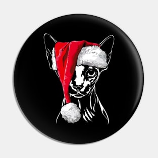 Funny Sphynx Santa Christmas cat mom gift Pin