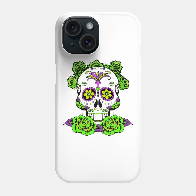 Dia De Los Muertos, Sugar Skull Design Phone Case by PugSwagClothing