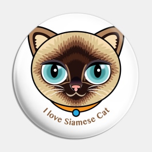 I Love Siamese Cat Pin