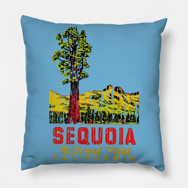 Sequoia National Park California Vintage Pillow by Hilda74