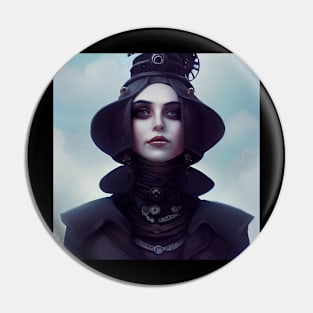 Cynical Steamgoth Woman Pin