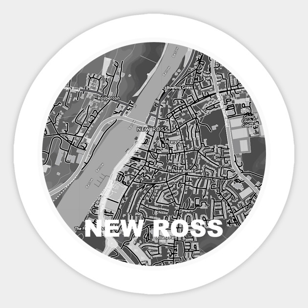 New Ross Ireland Map New Ross Map   Ireland   Sticker | TeePublic