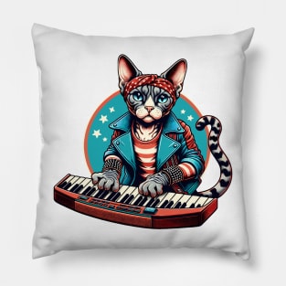 Devon Rex Cat Playing Keyboard Pillow