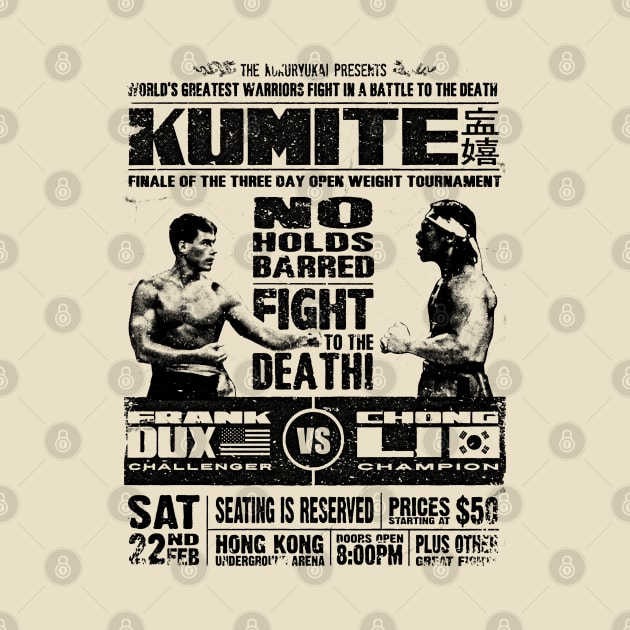 Retro Bloodsport Poster Kumite Frank Dux vs Chong Li by Fisherman Hooks Baits