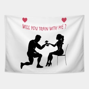 t-shirt gym : will you train with me valentines day Tapestry