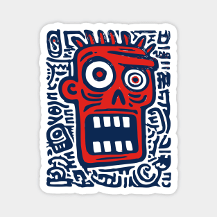 Expressive Street Art Face for Edgy Dorm Room Magnet