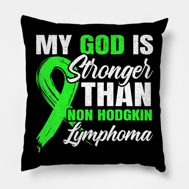 My god is stronger than hodgkin lymphoma aware Pillow by Tianna Bahringer