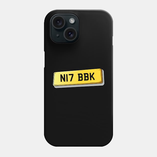 N17 BBK - Tottenham Number Plate Phone Case by BADMANIZM