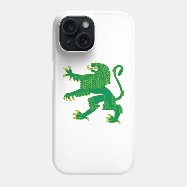 Heraldic Rampant Lion (Green) Phone Case by PabloDeChenez