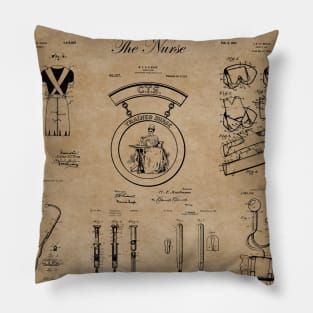 RN Nurse Gift - Vintage Patent Prints Pillow