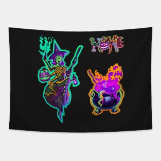 Halloween Zombie Spider Witch & Purple Cauldron Pack Tapestry