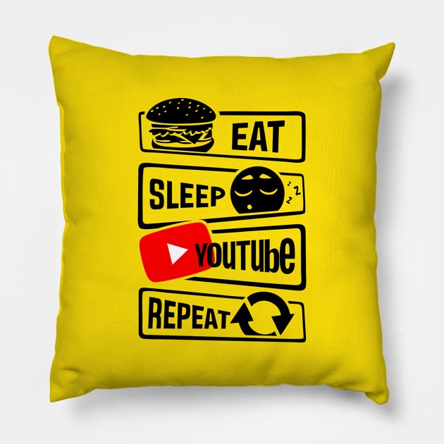 EAT SLEEP YOUTUBE REPEAT Pillow by GOPLAY