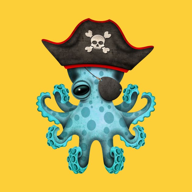 Cute Blue Baby Octopus Pirate by jeffbartels