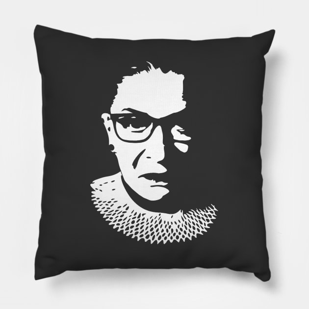 Ruth Bader Ginsburg Negative Space Portrait Pillow by Slightly Unhinged