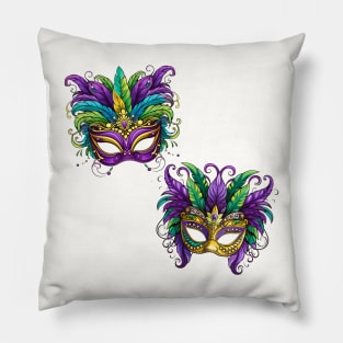 Mardi Gras Masks in Bright Mardi Gras Colors Pillow