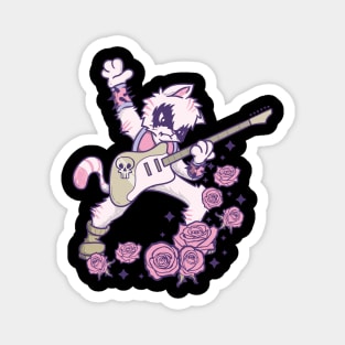 Pastel Goth Kawaii Heavy Metal Cat Guitarist Guitar Playing Magnet