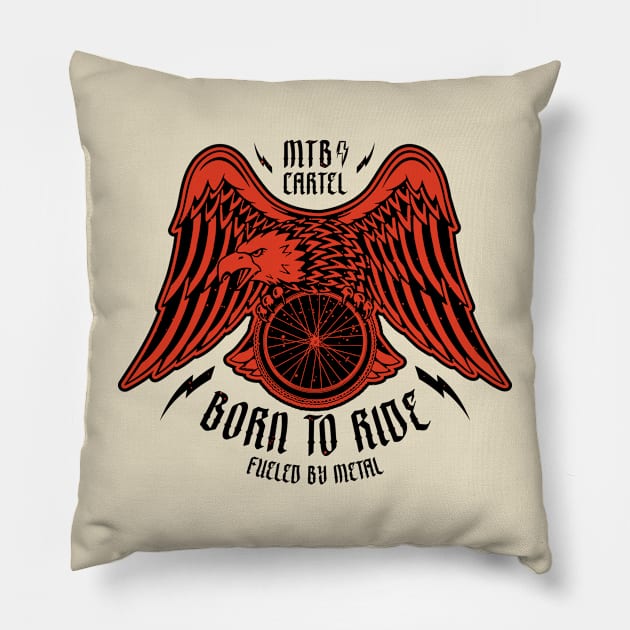 Born To Ride Eagle Mountain Biking Graphic - Blood Pillow by pedalhead