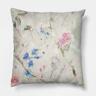 Floral Sage Green Marble Stone Pattern Girly Pillow