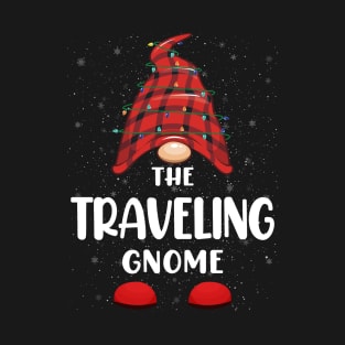 Traveling Gnome Red Buffalo Plaid Christmas Pajama Matching Family T-Shirt