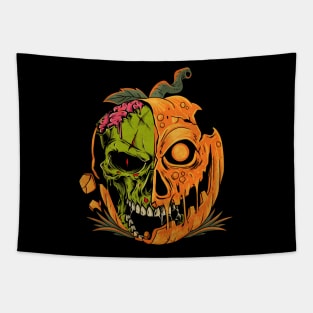 Pumpkin Skull Halloween Tapestry